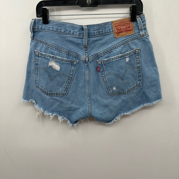 LEVIS 501 button fly distressed denim 100% cotton cowgirl boho festival short 28 - Picture 2 of 8